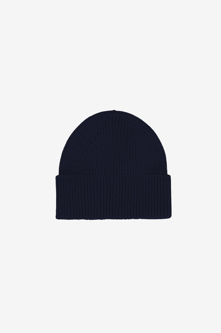 merino wool beanie navy blue