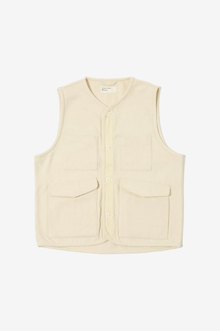 Universal works mowbray 4 pocket wool gilet ecru marl