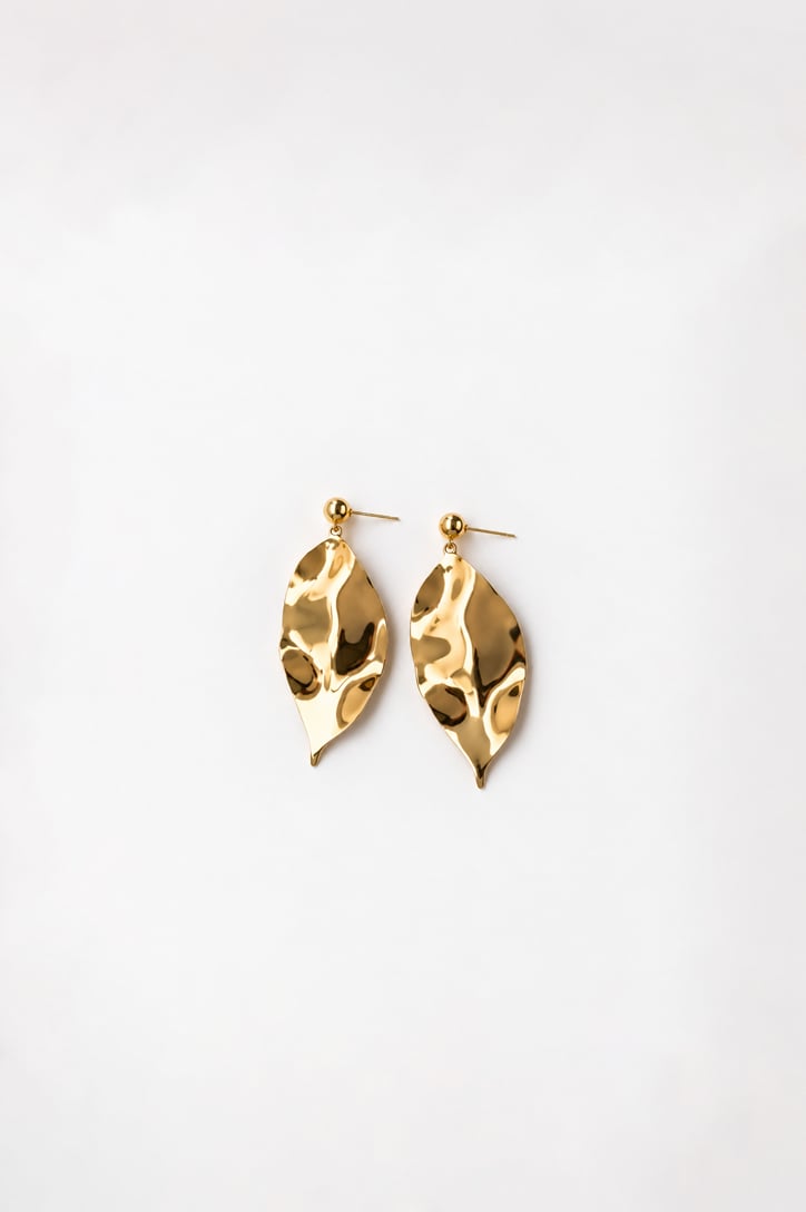 Triangle gold leaf drop earrings