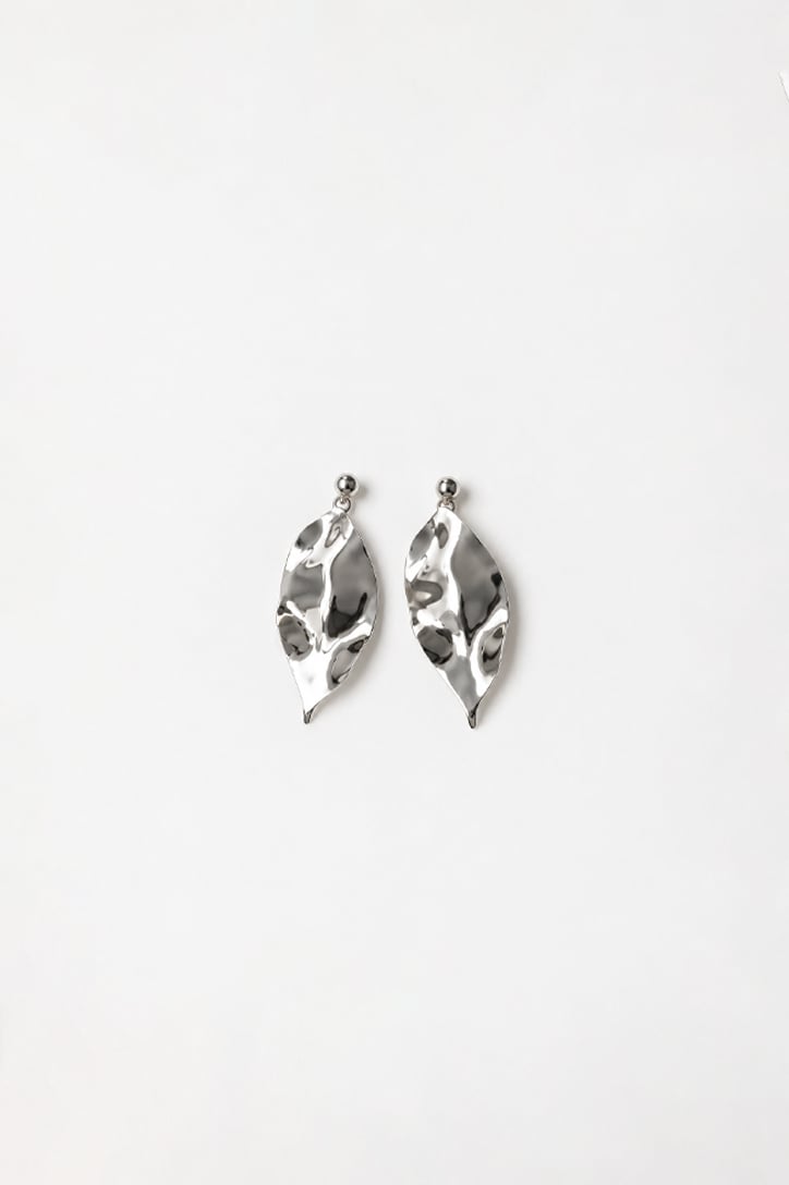 Triangle Silver leaf drop earrings
